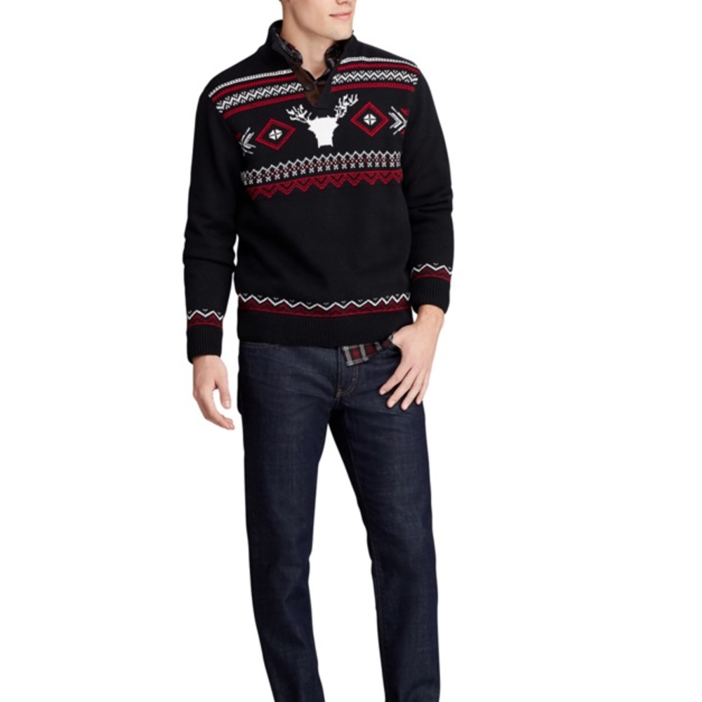 Chaps Ralph Lauren Cotton Button Neck Sweater Sz Large - Picture 3 of 15
